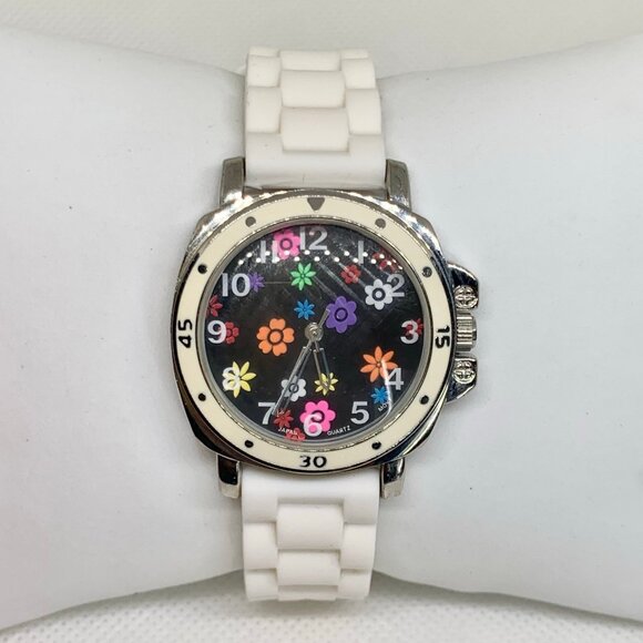 Sophie collezio women watch colorful floral dial 34mm silver tone running - Picture 1 of 8